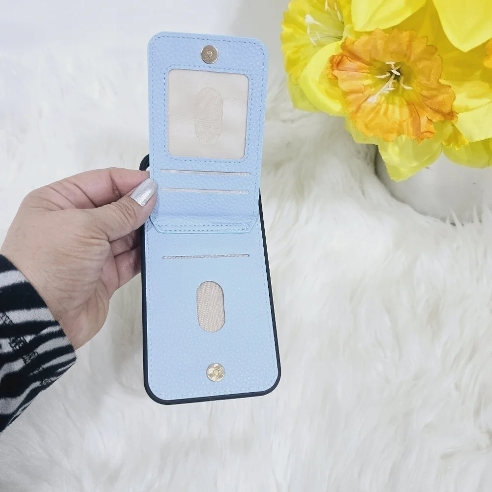 Iphone 15 6.7  wallet case blue new without tag